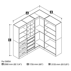 Bestar walk in closet organizer system 83 inch with drawers for bedroom entryway mudroom pur collection modern white  urban country home decor