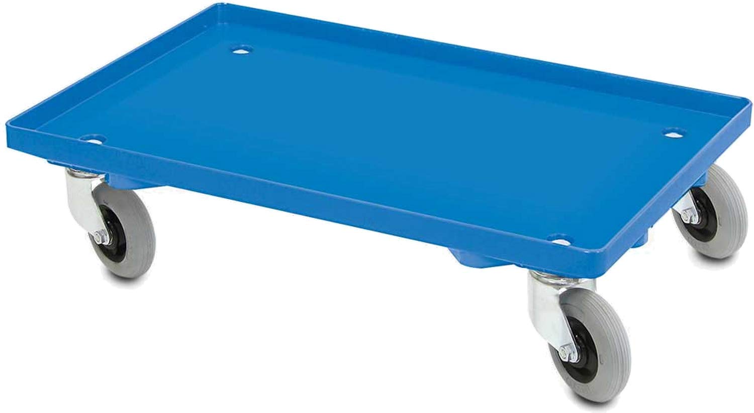 BRB Transportroller mit Flüsterrollen, für Eurobehälter 600x400 mm, blau, geschlossenes Deck