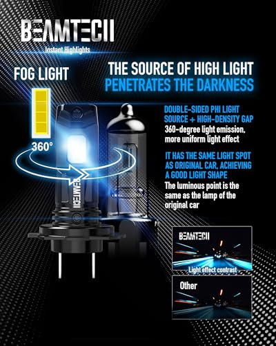 Beamtech V008 H7 Fog Light Bulb Fog Light 6500K Xenon White Fanless In Line Pack Of 2 thumb #5