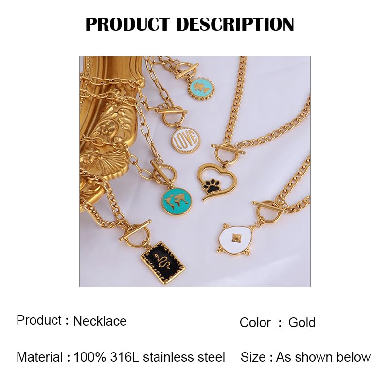 Collier à bascule à chaîne épaisse en émail et œil géométrique - 4