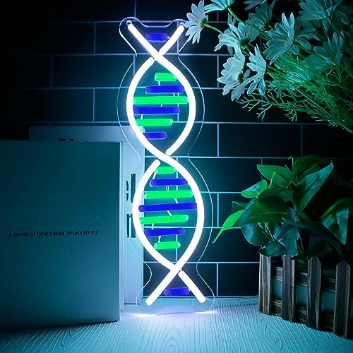 Image of DNA Double Helix Neon Signs for Wall Decor, Dimmable LED DNA Neon Light Art Wall Sign, USB Powered for Man Cave Gaming Room Bedroom Biology Science Gift Decor for Nurse Doctor Physician(4.7 * 16.1in)
