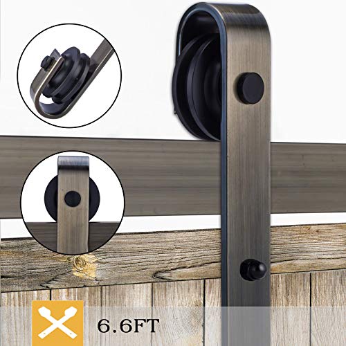 6.6FT Imitation Brushed Stainless Steel Sliding Door Track Barn Closet Hardware (Imitation Retro Bronze)