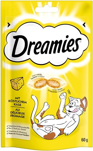 Dreamies Katzensnacks mit Käsegeschmack, 6er Pack, 6x60g – Außen knusprige & innen cremige Katzenleckerlis
