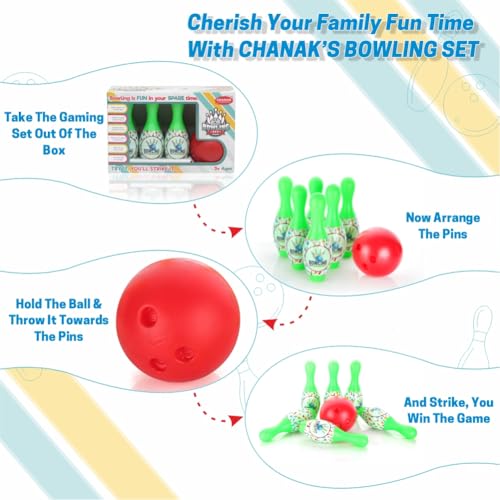 Image of Aditi Toys Plastic Big Bowling Game Set with 6 Pin and 1 Ball, Multicolor Bowling Set for Indoor & Outdoor Play, Non-Toxic Bowling Game, Suitable for Kids Above 3 Years, BIS Approved (Green)