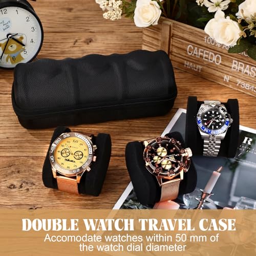 Image of Abbylike 3 pcs 3 Slot Hard Watch Travel Case Watch Roll Travel Holder Portable Watches Organizer for Men Woman with Anti Move Pillow