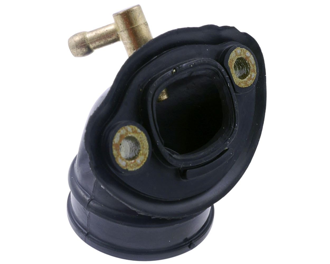 Tubulure compatible avec VESPA ET4 125, compatible avec PIAGGIO Skipper | Côté carburateur 32 mm, entraxe M6 50 mm, dépression 5 mm; compatible avec PIAGGIO Zip 2 125, compatible avec DERBI Boulevard