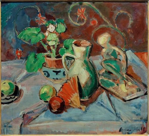 De célèbres tableaux imprimés sur toile nature morte aux éventails blancs et oranges 60x90