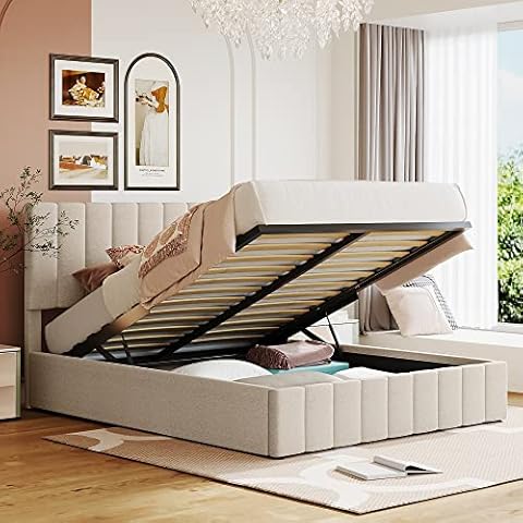 Merax Gas Lift Up Storage Platform Bed Frame Cover