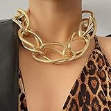 Gold Chunky Choker Necklaces for Women Men Boys Girls Collar(Gold Plated)