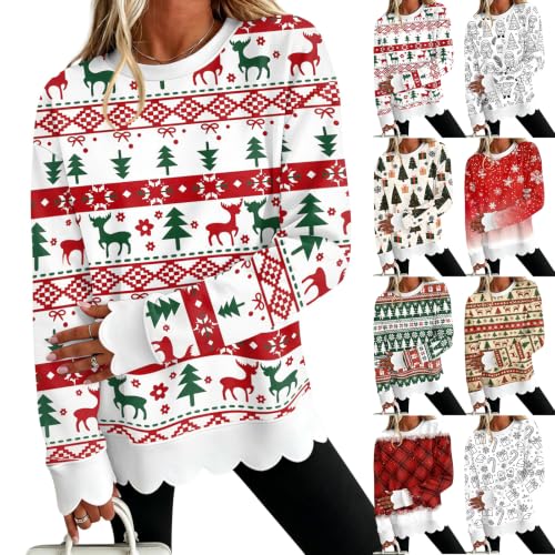 Christmas Sweatshirts for Women Scalloped Hem Comfy Sweatshirt Tee Shirts - image 1
