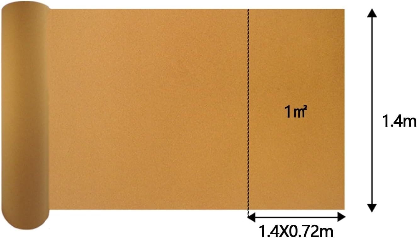 Rotolo di Pannello di Sughero per Piastrelle di Sughero Senza Cornice Marrone da Parete 1,22x3,28 m (8 mm) Rotolo di Fogli di Sughero Fai da Te Facile per Decorazioni per la casa, L'Ufficio
