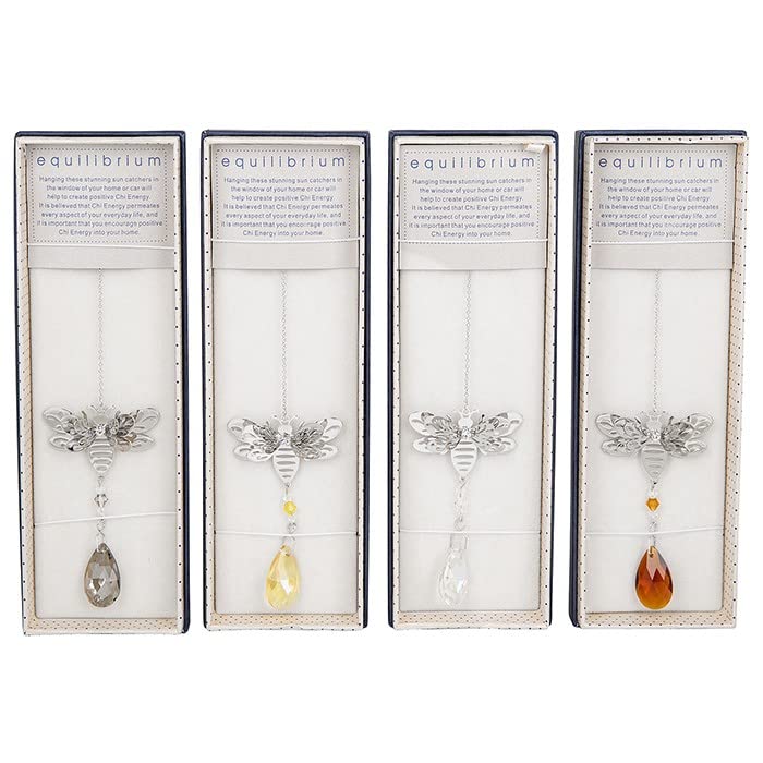 Joe DaviesEquilibrium Sparkle Glass Crystal Suncatcher - Bumblebee Motif - Hanging Crystal Ornament with Silver Details - Rainbow Effect - Assorted Colours, One Chosen at Random