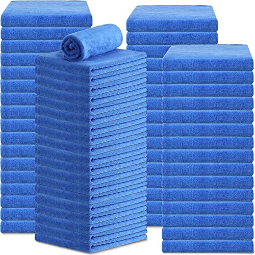 Newwiee 72 Pack Microfiber Bleach Proof Towels Bulk for Salon 18 x 30 Inch Dry Lint Free Hair Drying Hand Towels for Hair, Gym, Bath, Spa, Shaving, Barber(Blue)