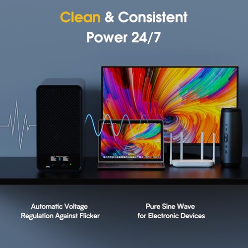 Image of GOLDENMATE 2000VA /1600W Lithium UPS Battery Backup and Surge Protector, Backup Battery Power Supply with LiFePO4 Batteries(460Wh), AVR, Line Interactive Sinewave UPS System, 8 Ports, LCD Screen, Gray