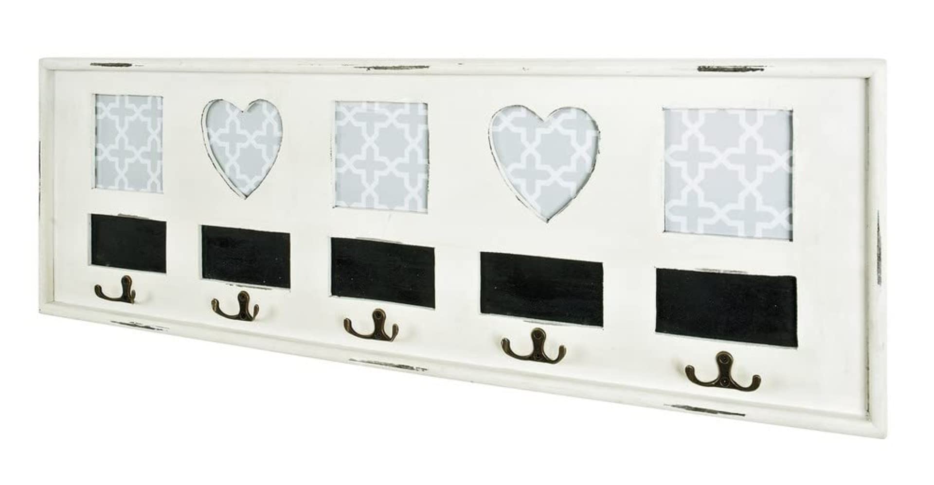 HAKU garderobe Murale Blanc Antique, Bois Massif, MDF - Dim.: L 77 cm x H 26 cm x P 3 cm, Style: Industrial