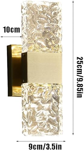 Miniatura 9 de Modernos apliques de pared de cristal, lámpara de pared con acabado de color dorado mate, iluminación de pared de cristal con pantalla de vidrio