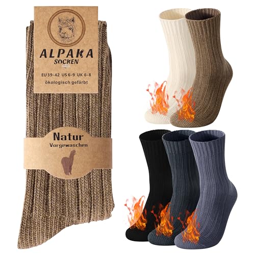 Belloxis Women Alpaca Socks Thermal Winter Warm Thick Cozy Soft Comfortable 5 Pairs Socks Women's Gifts