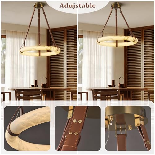 Yiosi Modern Chandeliers, Natural Alabaster Chandeliers Round D-31.5 In Large Chandeliers For High Ceilings thumb #3