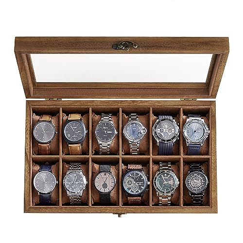 SONGMICS Wood Watch Box - Rustic Walnut UJOW120K01