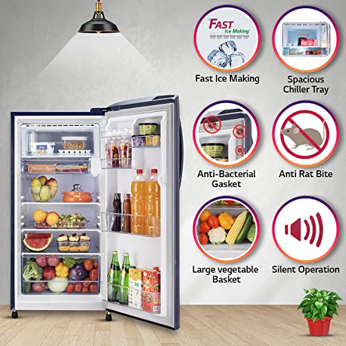 Image of LG 204 L 4 Star Direct-Cool Inverter Single Door Refrigerator Appliance (??GL-B211CBCY, Blue Charm, Smart Connect & Fast Ice Making, 2022 Model)