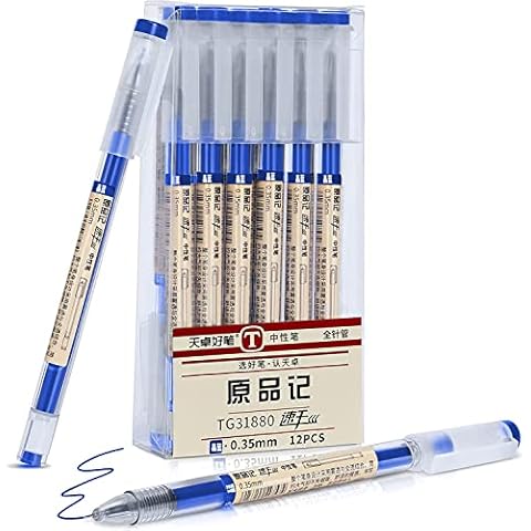 Reaeonat Gel Pens, 12Pcs Quick Drying Ink Blue Ballpoint 0.35mm Fine Tip Pen for Adult Kids Writing, School & Office Supplies Cover