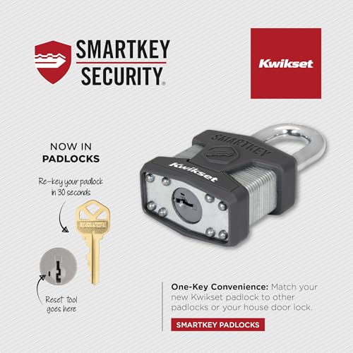 Kwikset SmartKey Re-Keyable Laminated Steel Padlock, 1-Pack, Silver - image 6