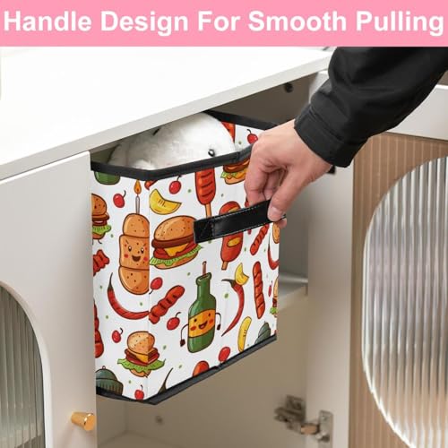 Boîte de rangement alimentaire pliable grand cube double poignées - 6