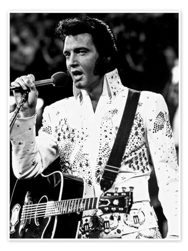 Elvis Presley With on Stage Póster 50 x 70 cm Blanco y negro Cuadros Decoración para la pared
