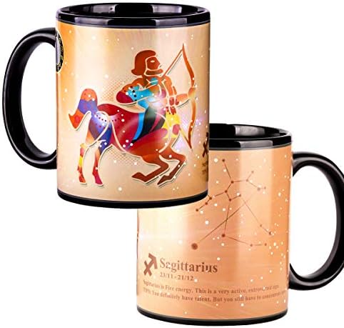 Mother Day Gifts Heat Changing Mug 12 OZ Constellation Mug Ceramic Magic Color Changing Coffee Mug for Mom, Father, Friends (Sagittarius)