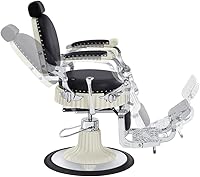 Vista 7 de Dir Silla de peluquero hidráulica resistente, sillas diseñadas antiguas de la barbería Mikado, negro