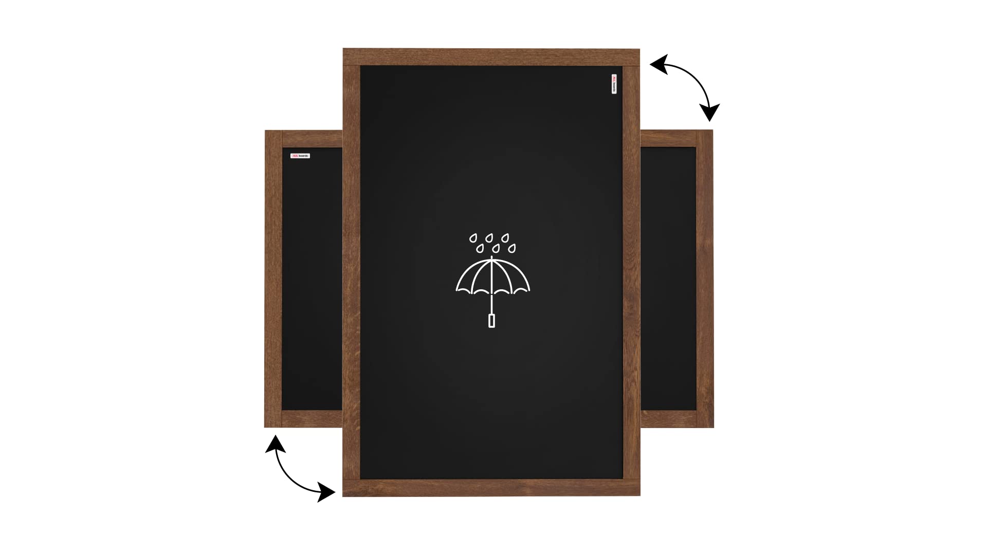 ALLboards Lavagna Nera da Gesso RESISTENTE ALL’ACQUA con Cornice in Legno 90x60cm, Scrivibile con Gessetti e Pennarelli a Gesso, Per Bar, Ristoranti, Menu, lavagna ristorante da esterno