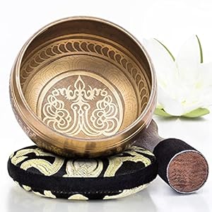 Tibetan Singing Bowl Set ~ Easy to Play with New Dual-End Striker & Cushion ~ Creates Beautiful Sound for Holistic…