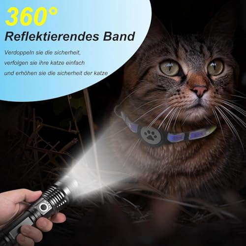 JIARUI SmartTag Katzenhalsband, Mini Tracker Ohne ABO für Katze, (nur IOS) mit Reflektierendes GPS Katze Tracker Halsbänder, Tracking Standort von Haustieren, Arbeite mit App Find My