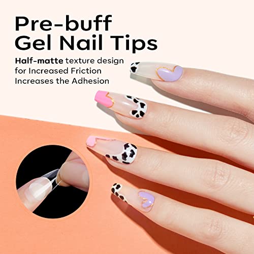 Image of Modelones Short Coffin Nail Tips - 510Pcs Fake Nails Gel Tips Half Matte Full Cover No Filed Stronger Press on for Manicure Extension Art DIY Salon 15 Sizes