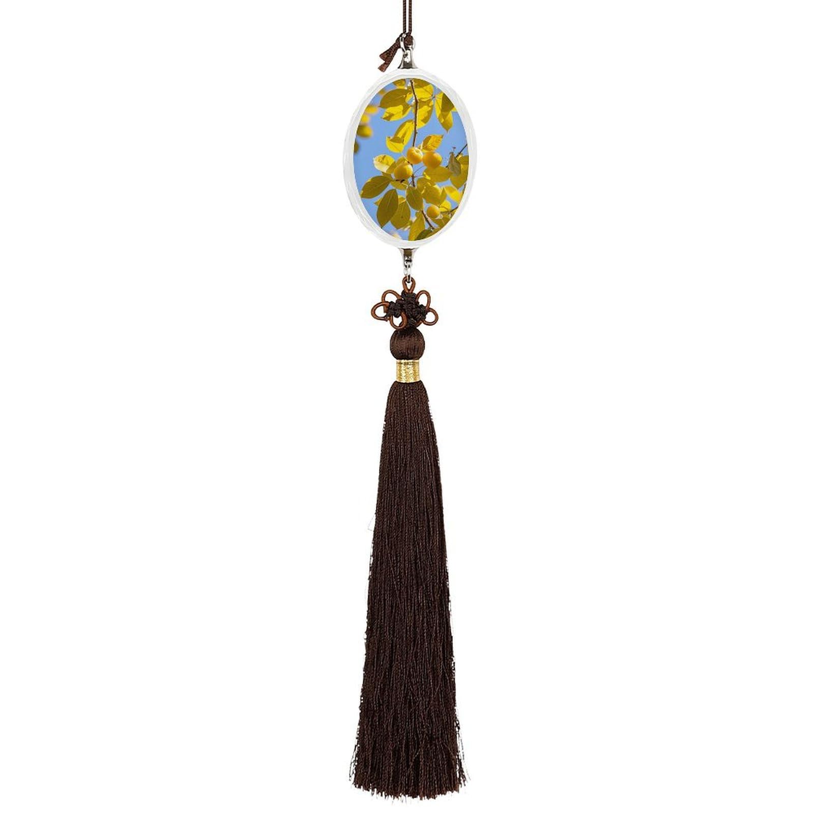 Crystal Auto Pendant Charms Ellipse Crystal Car Rear View Mirror Charms Lemon Tree Auto Hanging Interior Ornament Pendant Car Interior Accessories for Women Men CarCharms Decor