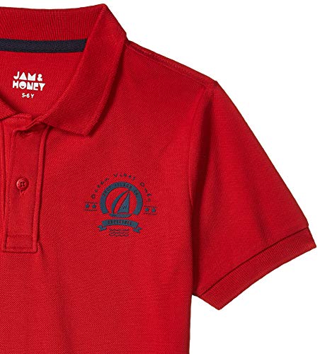 Image of Amazon Brand - Jam & Honey T Shirts for Boys | Regular Fit Solid Print Boys Polo | 100% Cotton Half Sleeves Boys Tshirt