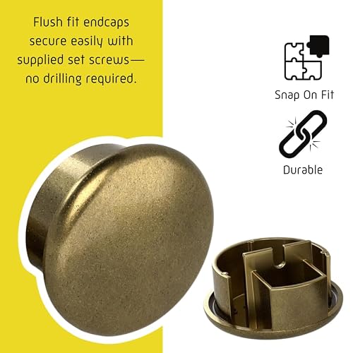 Promenaid 16ft Flush Handrail Kit - Walnut - Complete Indoor Handrail for Stairs - 1.6" Round Genuine Wood Wrapped Aluminum Core Railing with 5 Brass Painted Pivoting Wall Brackets & Flush Endcaps - Thumbnail 5