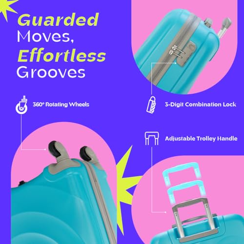 Image of Skybags Polycarbonate Polycarbonate Hardsided Luggage Set Of 2 M & L 4 Spinner Wheels Trolley Bag (Mintsetd1Trq), Turquoise, 80 CM