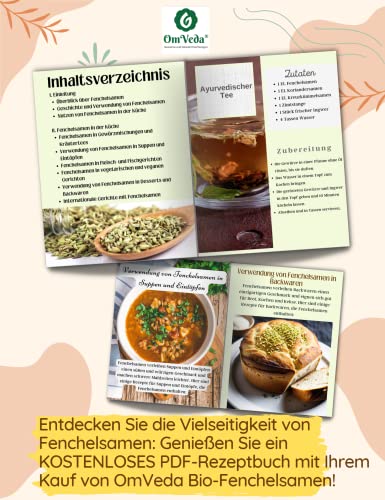 BIO Fenchelsamen 200g Fenchel Gewürz Fenchelsaat Fennel Seeds ganz | BIO-Qualität | Teegewürz Kräutertee Fencheltee | OmVeda Gewürze | Für Küche und Tee