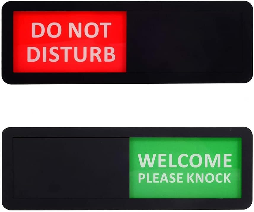 Kichwit Privacy Sign for Offices or Homes, Do Not Disturb Sign, Welcome Please Knock Sign, Black, 8.2 x 2.8 Inches