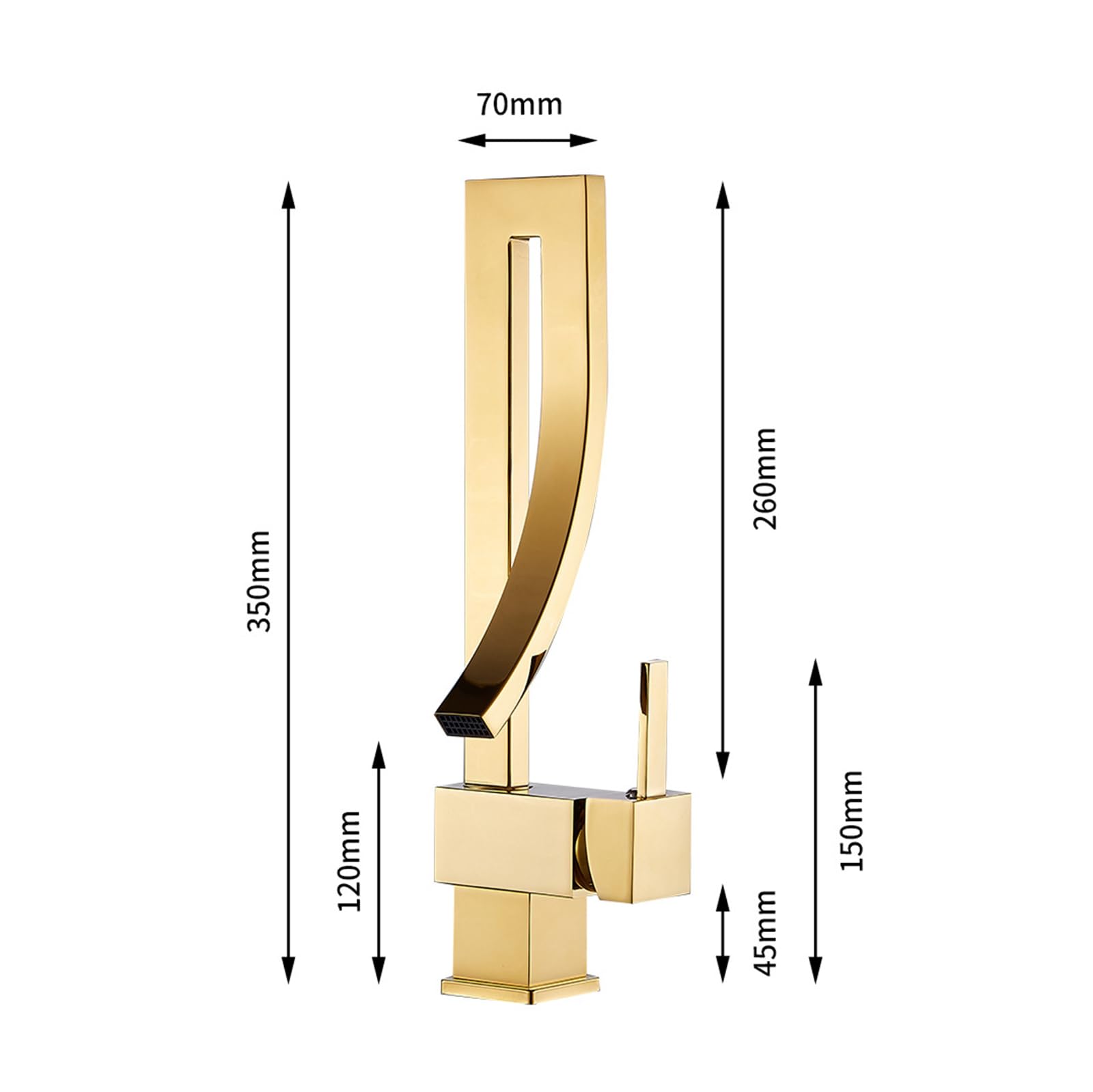 Grifo negro moderno del cuarto de baño de la cascada, grifo caliente caliente del mezclador del lavabo del labor con el cuerpo de latón sin plomo y la válvula de cerámica para el fregadero de la vanid