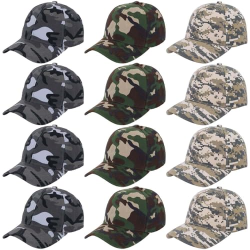 Image of ZH Plain Adjustable Baseball Cap - Lot of 12 Unisex Blank Design Caps