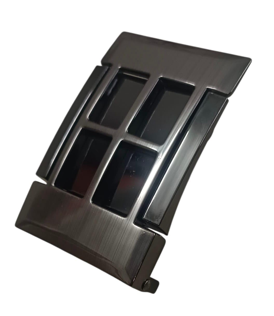 Men's Reversible Clamp Belt Buckle Only, 40MM width (1.57" Inch), Metal, Rectangular Shape Classic Style Formal Casual Business Jeans Party Everyday wear Brushed Finish Silver Grey