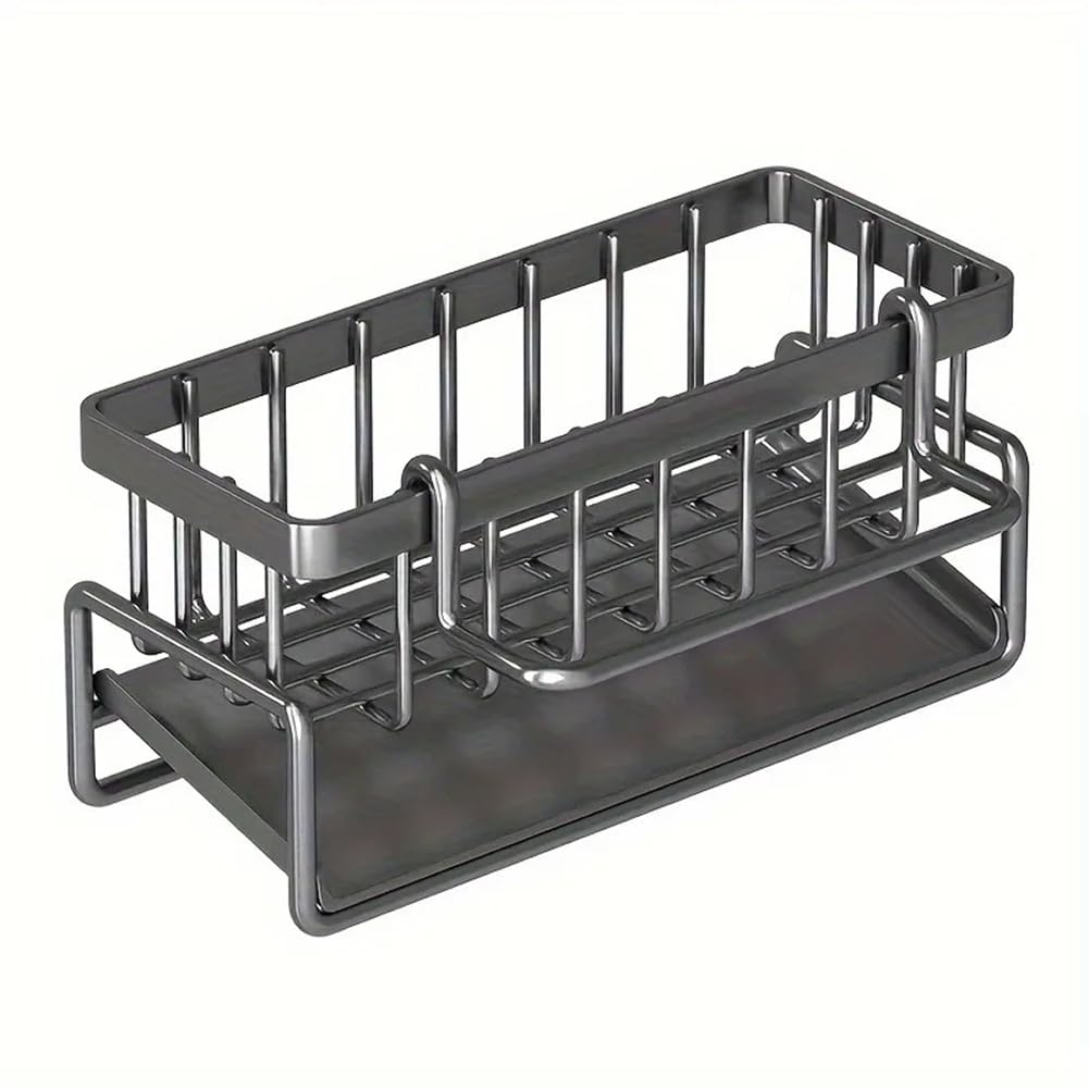 CTRLZS Kitchen Sink Organizer Rack,Kitchen Rack, Household Sink Tableware Drain Storage Rack,Sponge Detergent Storage Rack B
