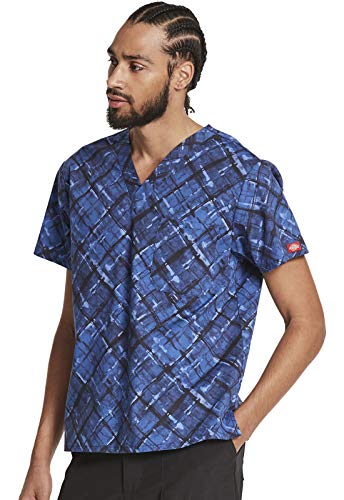 Image of Dickies EDS Signature Scrubs for Women and Scrubs for Men, Unisex One Pocket V-Neck Top in Soft Brushed Poplin 83706