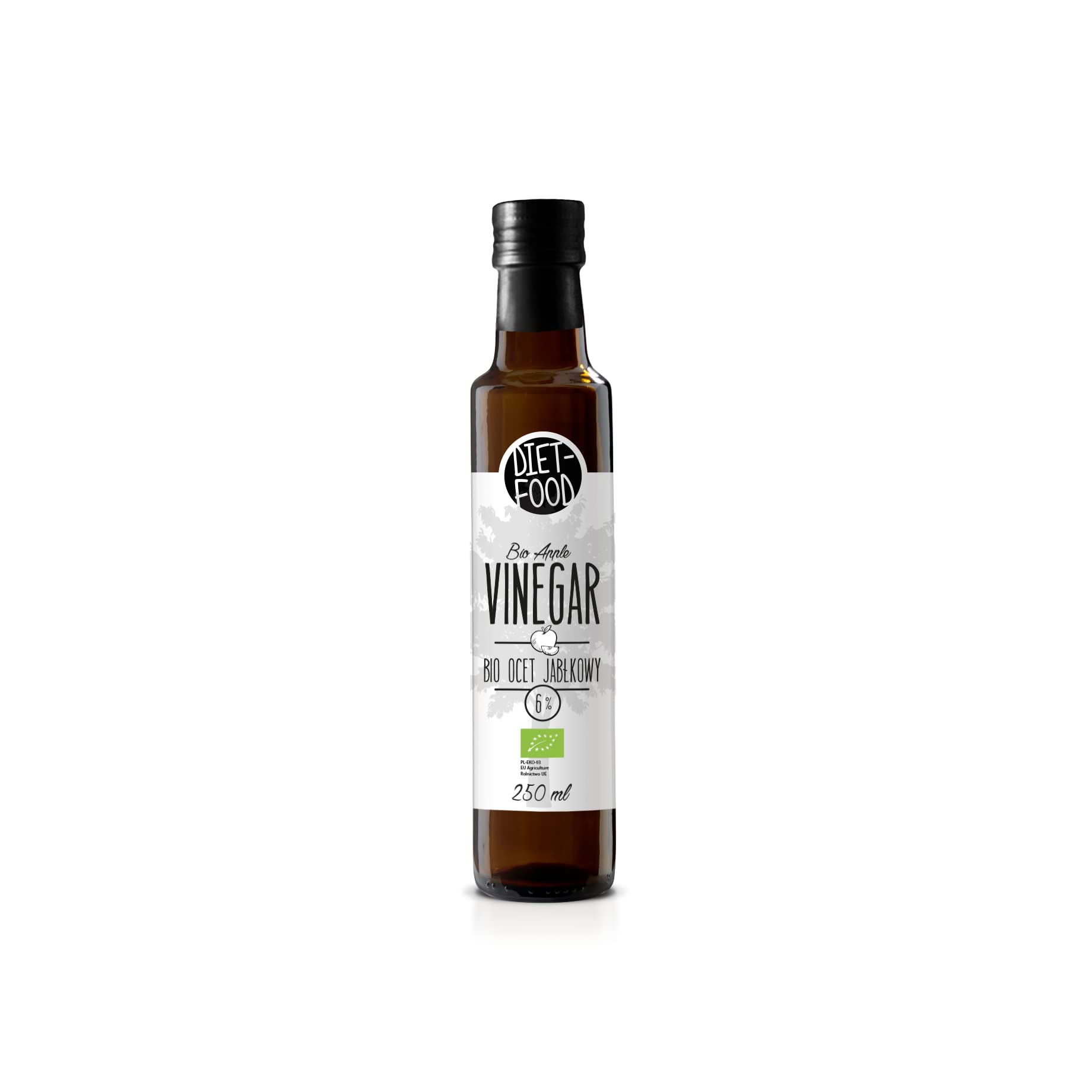 Diet-Food Apfelessig 6% Bio - Gewonnen Durch Natürliche Essiggärung Von Apfelwein - Apfelwein Essig - Apfel Cider Vinegar - Viele Anwendungen - Glasflasche - Inhalt 250Ml