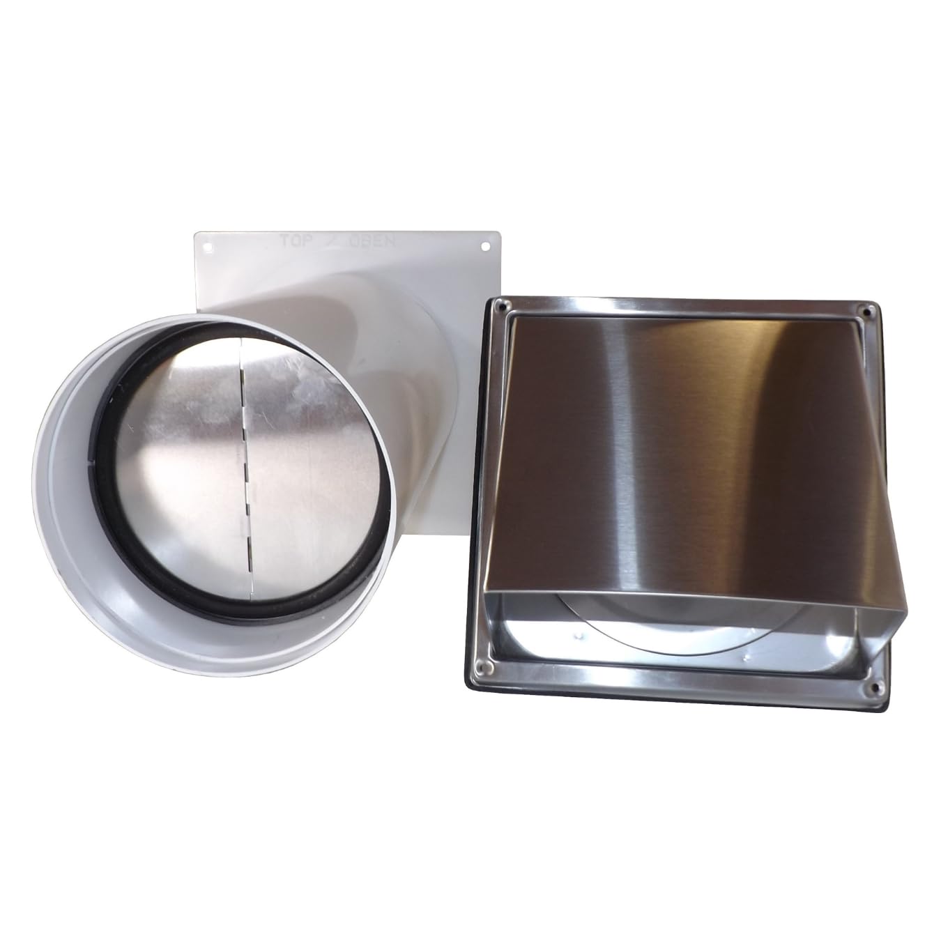 VentilationNord Mauerkasten Set mit Mauerkasten 150, Kanal-Set, Flachkanal-Anschluss, Wetterschutz-Lüftungsgitter ohne Lamellen (Haube), Insektenschutz & Teleskoprohr Ø 150 | Mauerdurchführung Set