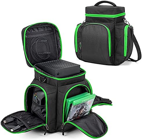 Trunab Console Carrying Case Compatible with Xbox Series X, Travel Bag with Multiple Storage Pockets for Xbox Controllers, Games, Cables, Portable Hard Disk and Other Accessories (Patent Design)