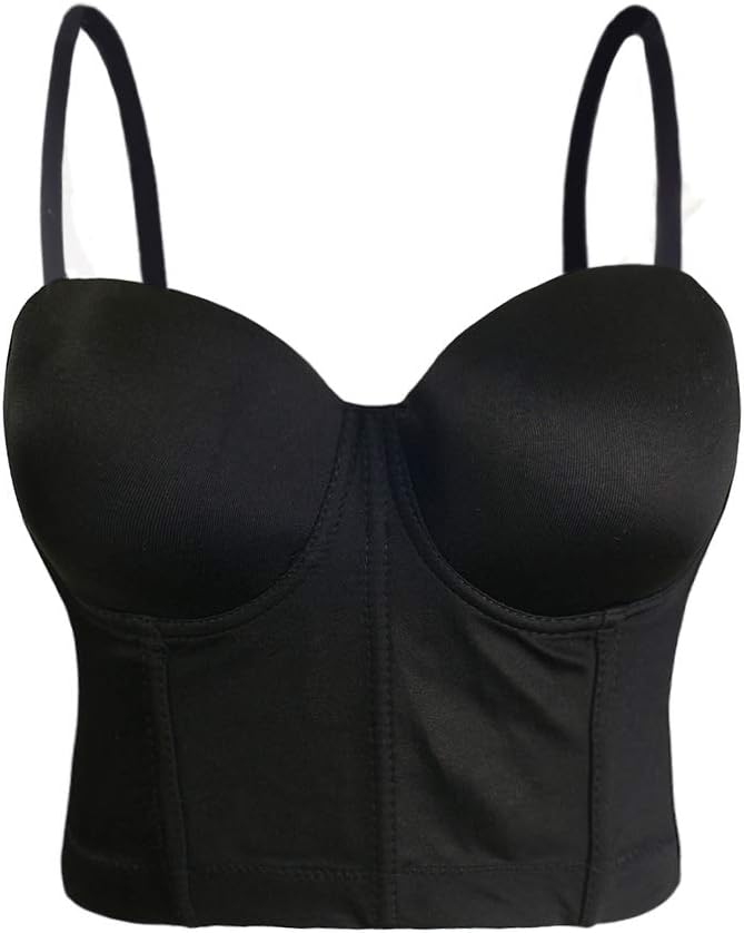 She'sModaWomen's Basic Smooth Push Up Bustier Club Party Crop Top Bra