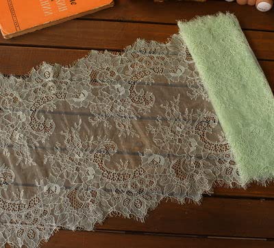 Koronka rzęsowa Vintage, Koronkowa taśma do rzęs wielokolorowa, opakowanie 3 jardów, szerokość 35 cm, do samodzielnego szycia(Light green)